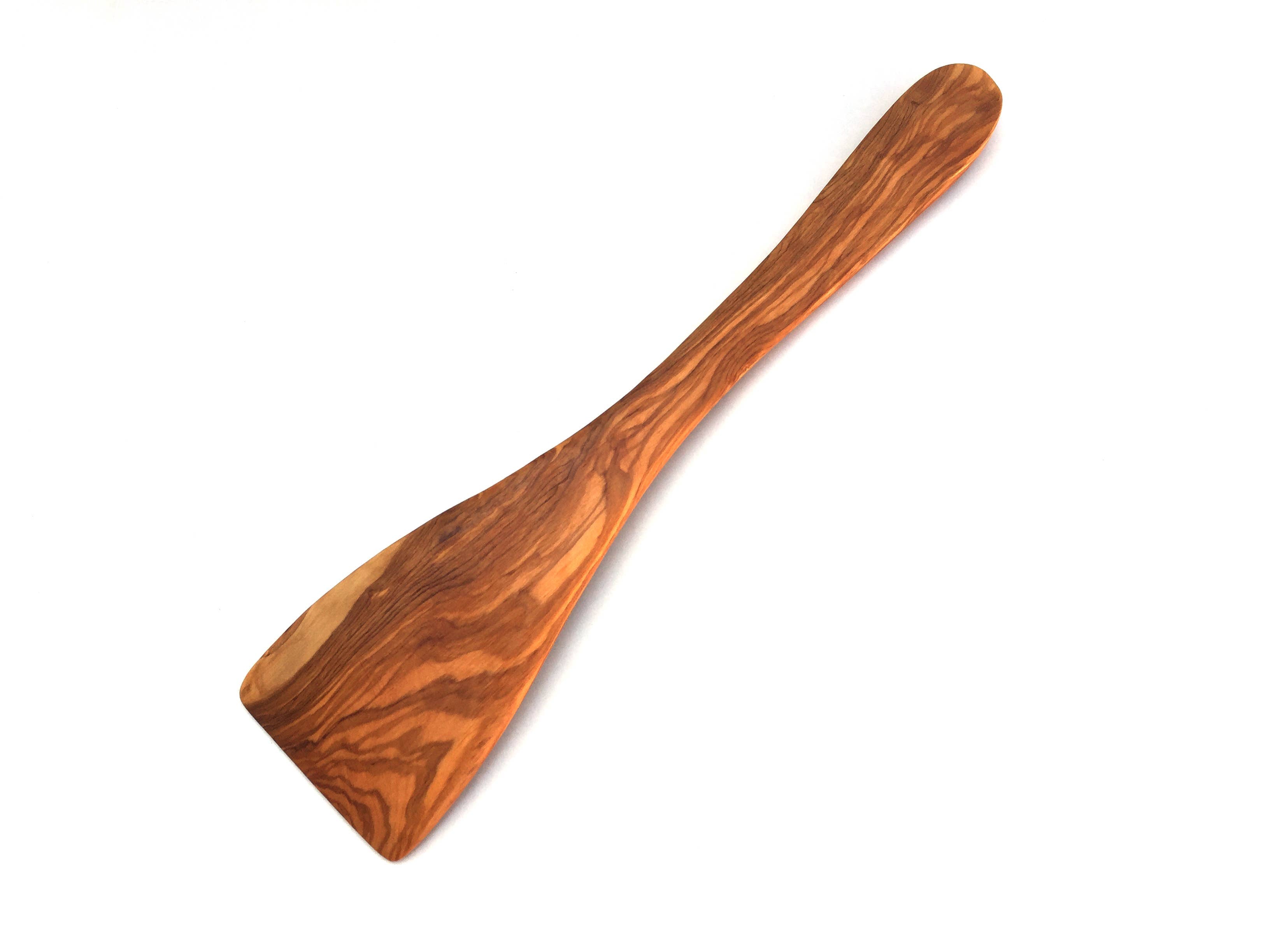 Medina Mood Olivenholz-Spachtel, gebogen, breiter Griff: 30 cm