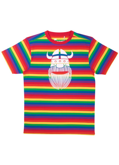 Herre T-shirt i regnbue strib med Viking