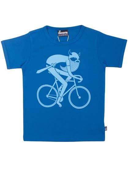 T-shirt til børn med viking på cykel