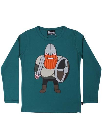 Langærmet bluse med print af vikingen Ragnar til børn