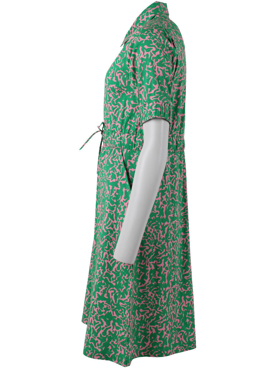 Danesusanne Poplin Dress Grass Green/Lovely Rose RIPPLES