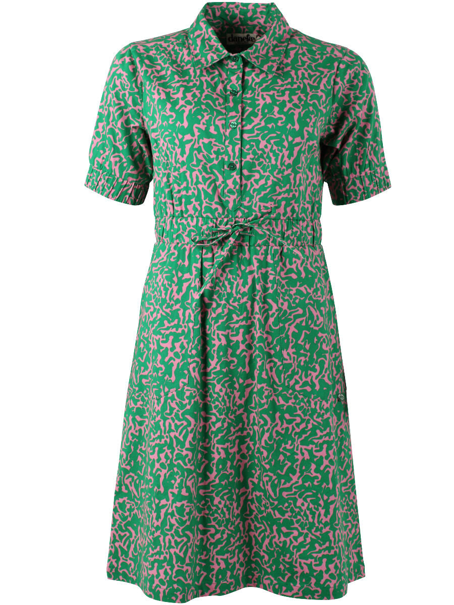 Danesusanne Poplin Dress Grass Green/Lovely Rose RIPPLES