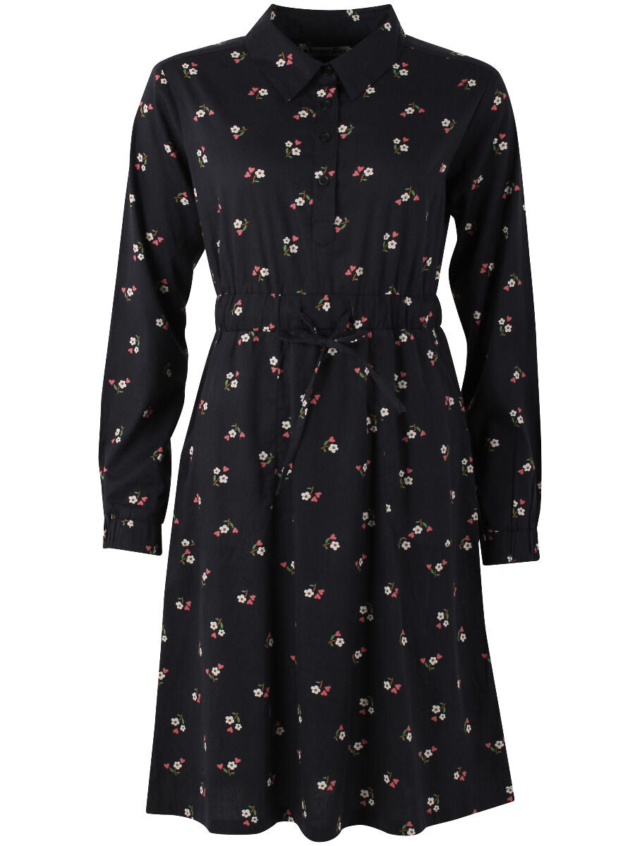 Daneditte Poplin Dress Black MINIFLOWER