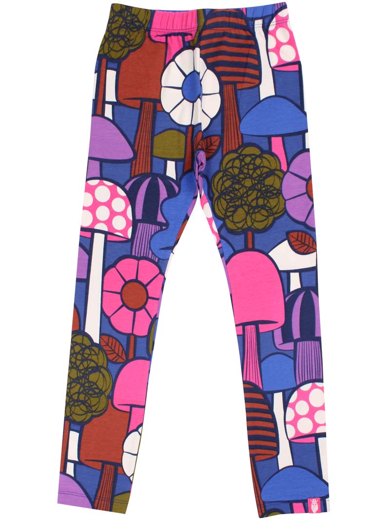 Leggings til børn med blomster og svampe