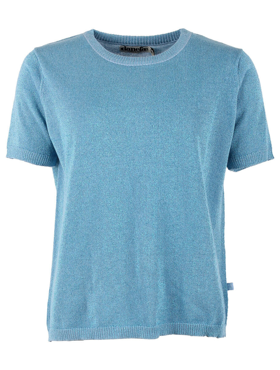 Danesilver Sweater Glitter Tee Light Blue Glitter