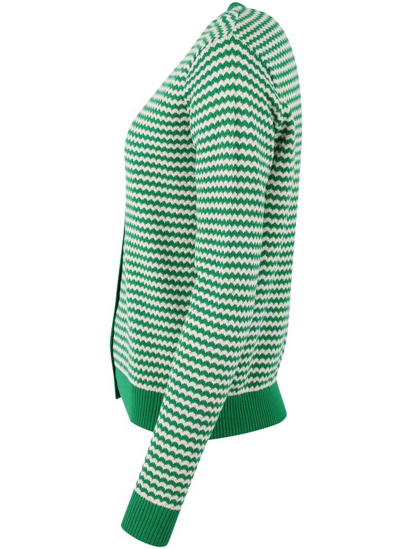 Danesaga Pearl Knit Cardigan Grass Green/Chalk