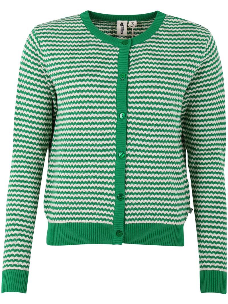 Danesaga Pearl Knit Cardigan Grass Green/Chalk