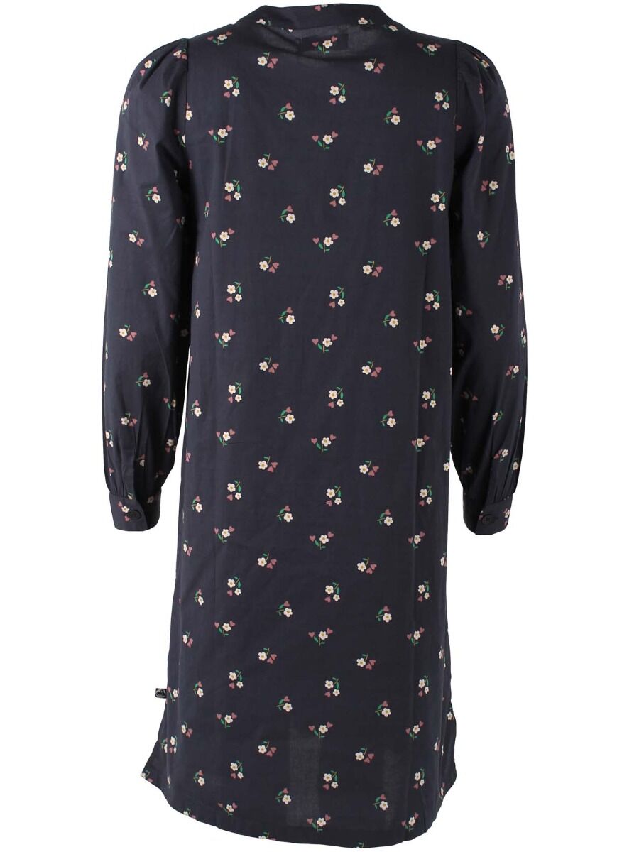 Danesocial Poplin Dress Black MINIFLOWER
