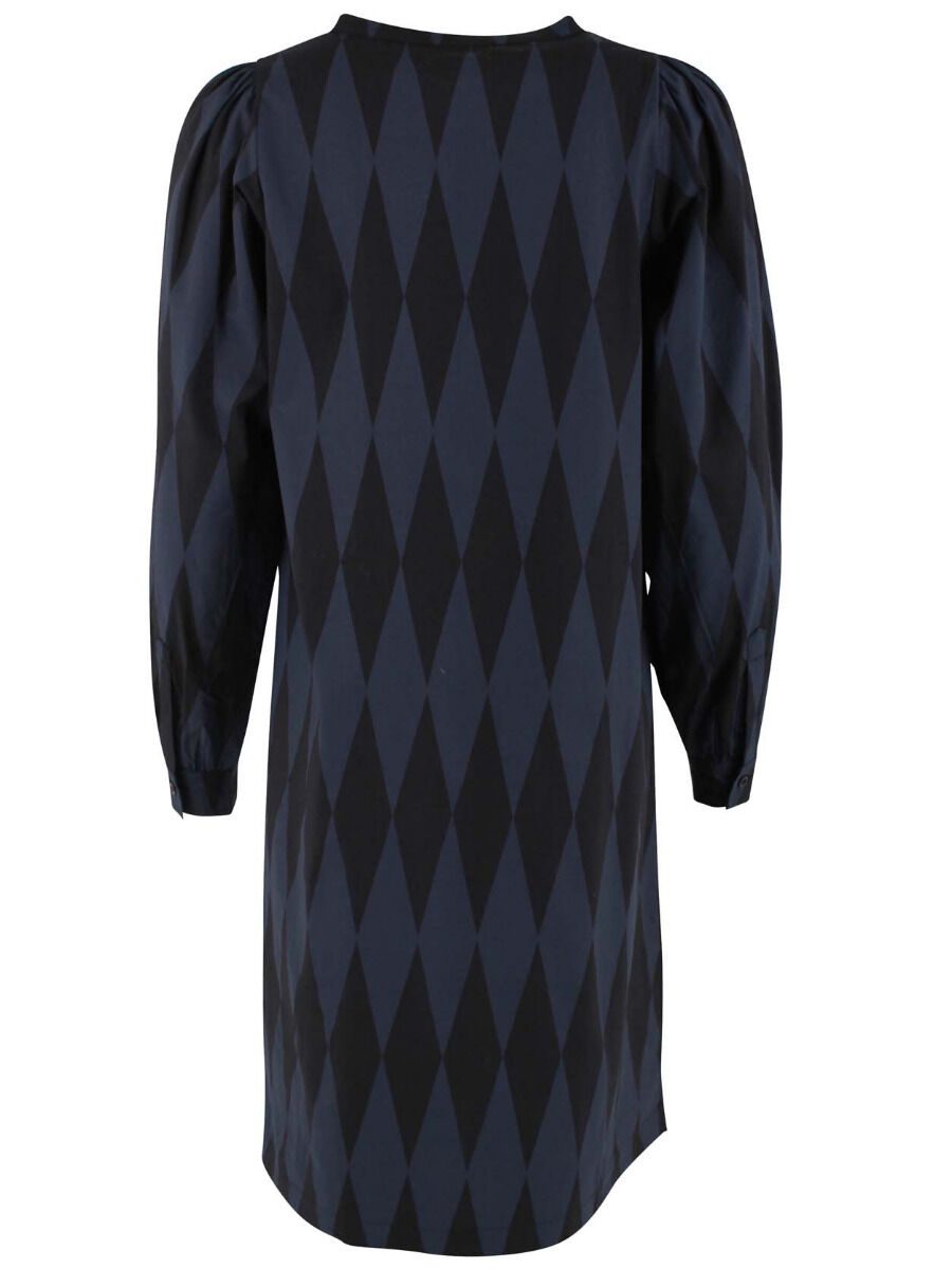 Danesocial Poplin Dress Black/Marine DIAMONDS