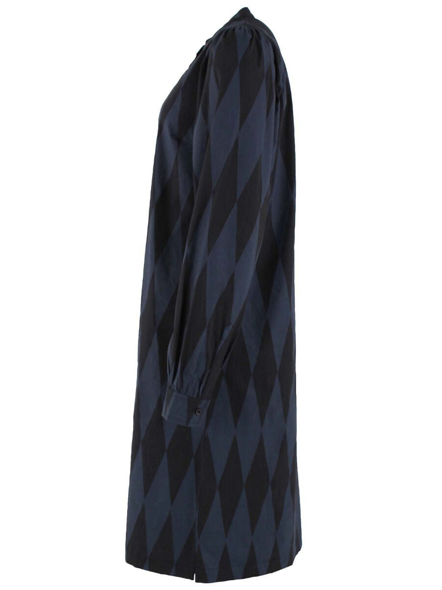 Danesocial Poplin Dress Black/Marine DIAMONDS