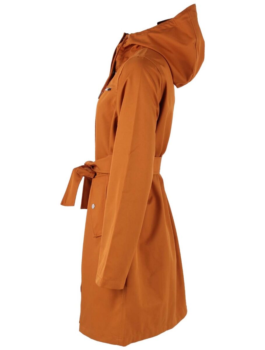 Vandtæt regnfrakke i okker til kvinder