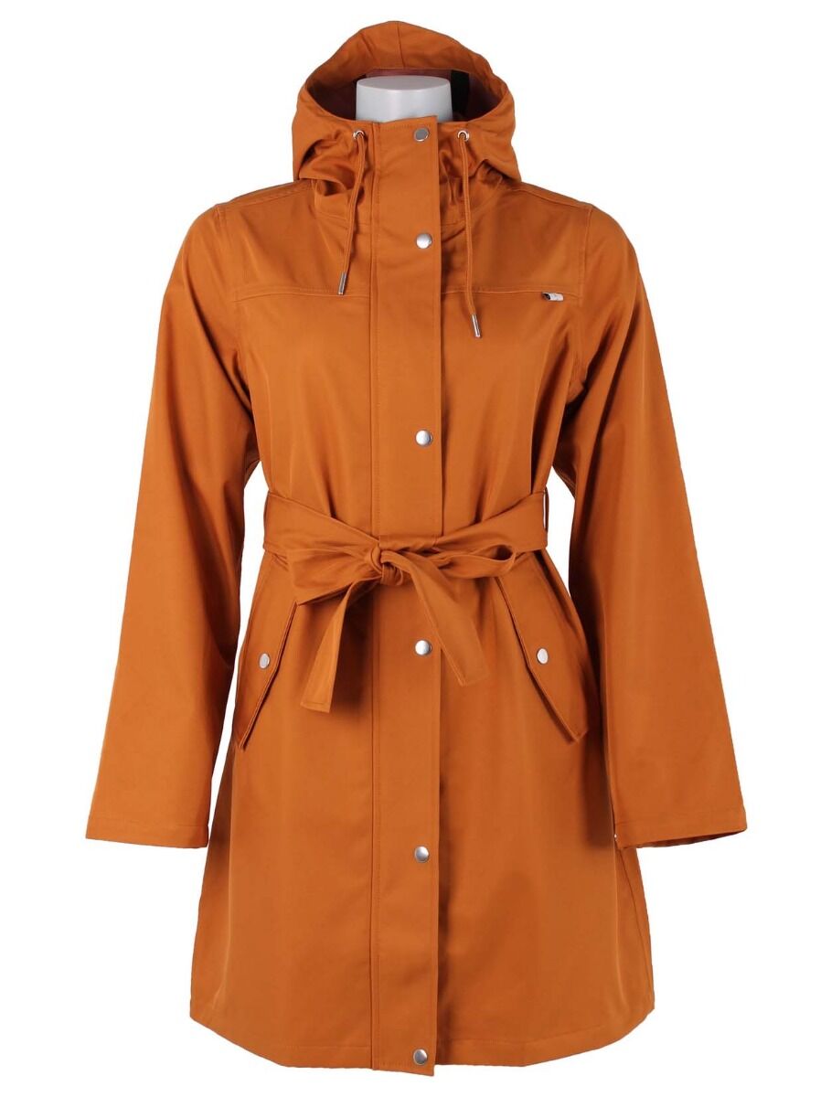 Vandtæt regnfrakke i okker til kvinder