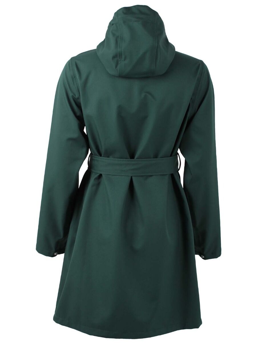 Vandtæt regnfrakke i mørkegrøn til kvinder