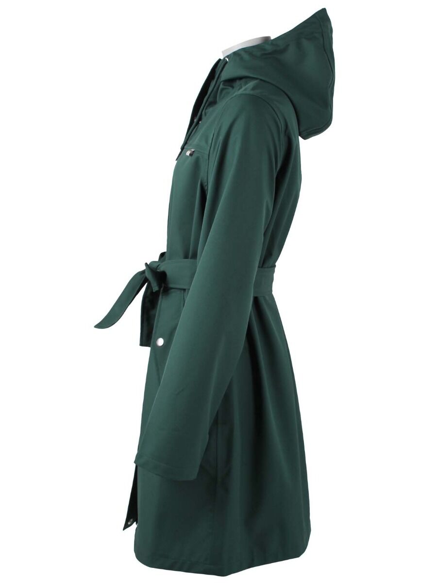 Vandtæt regnfrakke i mørkegrøn til kvinder
