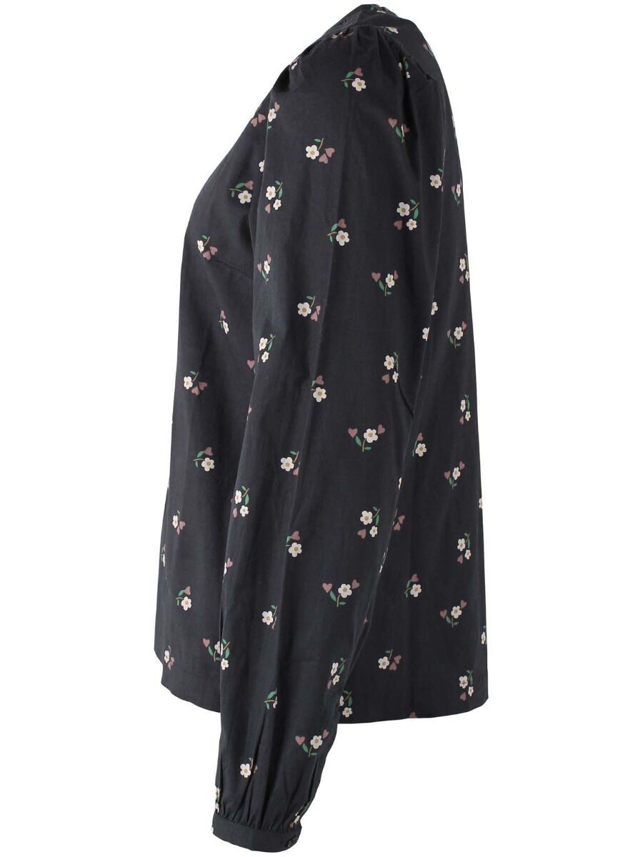 Danebette Poplin Shirt Black MINIFLOWER