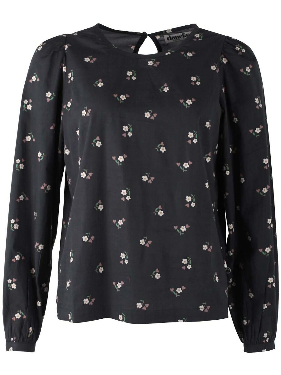 Danebette Poplin Shirt Black MINIFLOWER