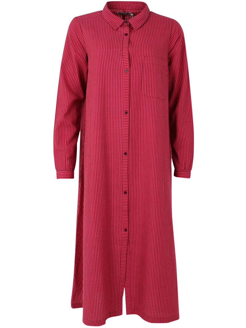 Danapril LS Seersucker Dress Dark Bordeaux/Power Pink