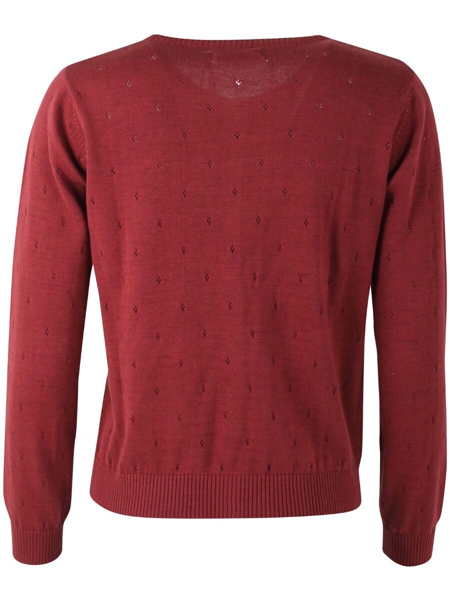 Danesaga Hole knit Cardigan Red wine