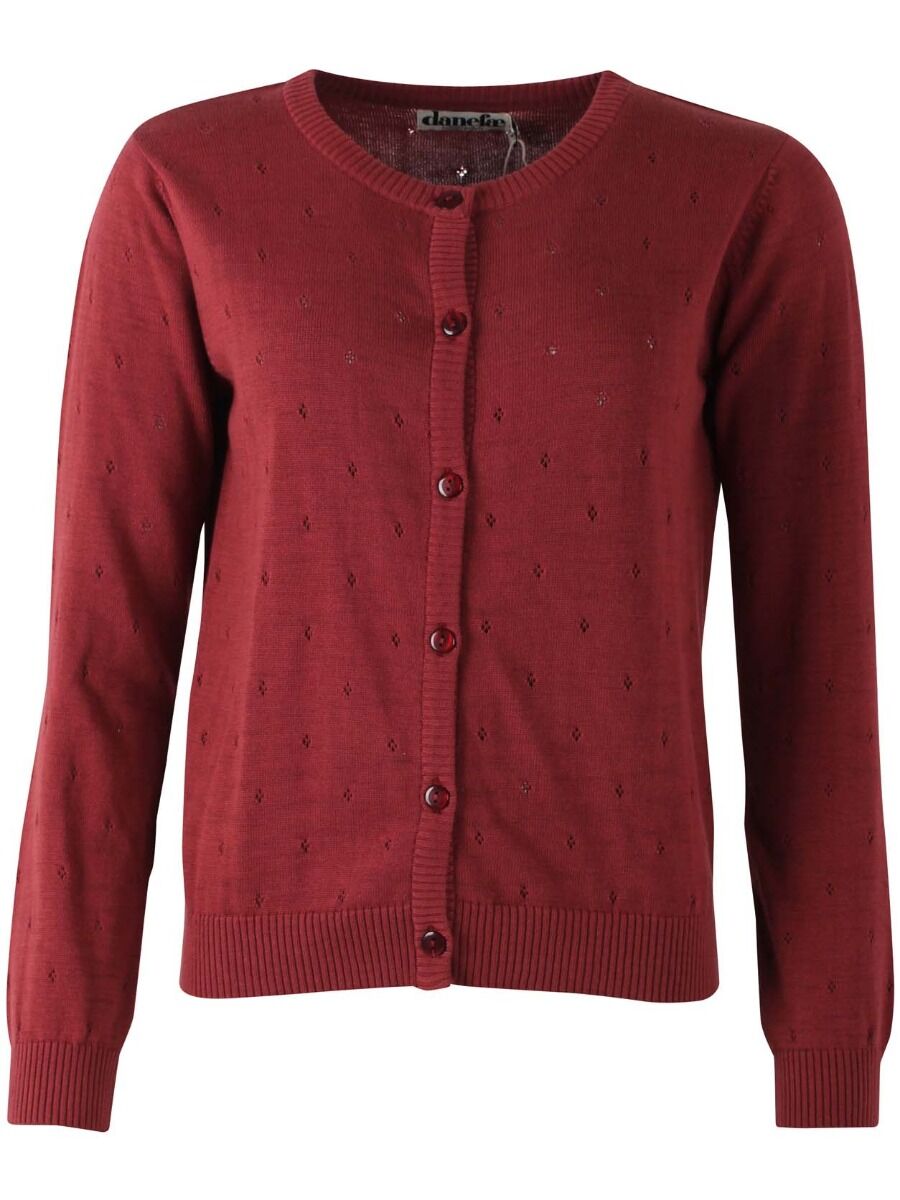 Danesaga Hole knit Cardigan Red wine