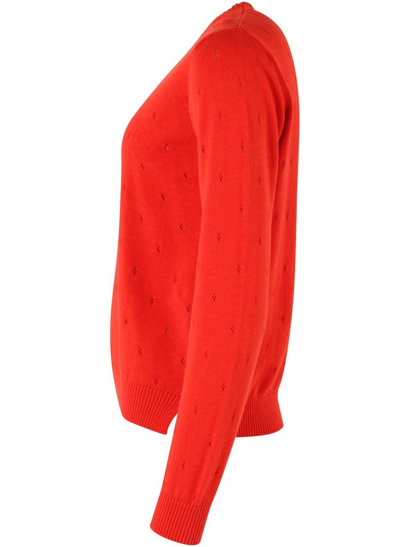 Danepearly Hole Knit Sweater Bright Red