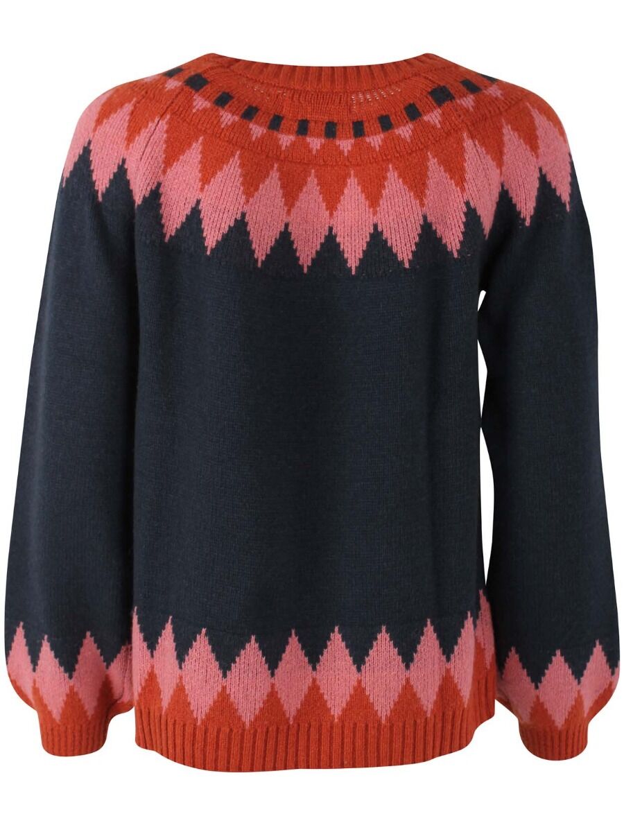 Danehot Stove Sweater Dk Navy/Brick/Old Rose