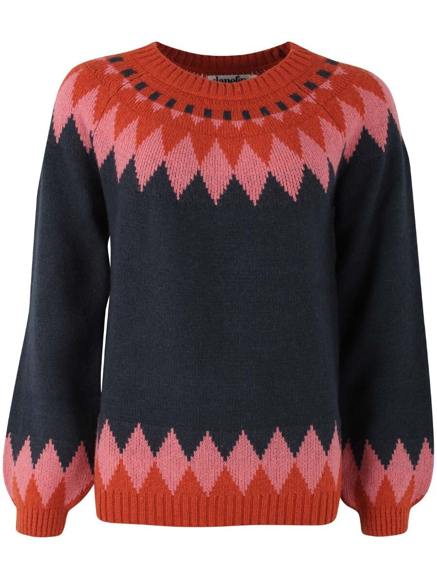 Danehot Stove Sweater Dk Navy/Brick/Old Rose