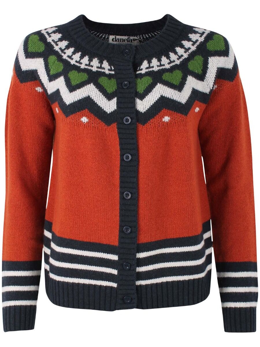 Danehareskov Cardigan Brick/Dk Navy/Chalk