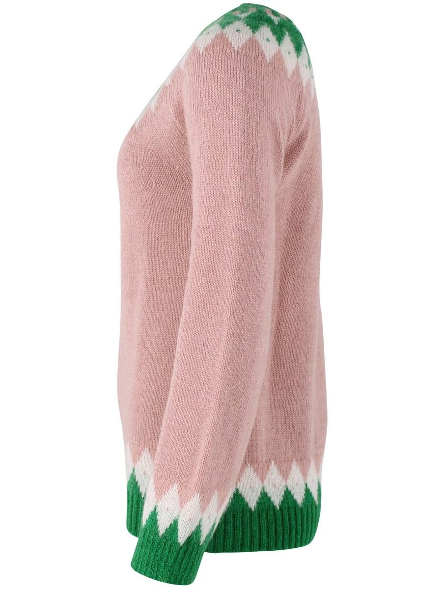 Danehot Stove Mohair Sweater Powder Rose/Chalk/Green