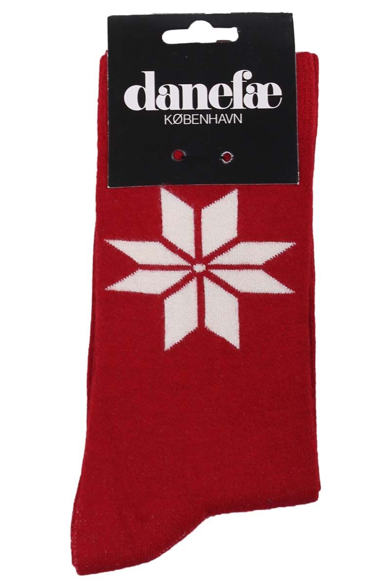 Danewalk with me Socks Dk Red SNOWFLAKES