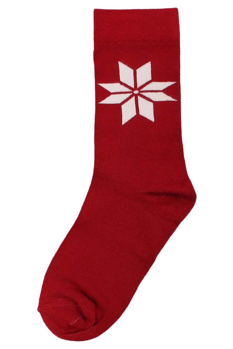 Danewalk with me Socks Dk Red SNOWFLAKES