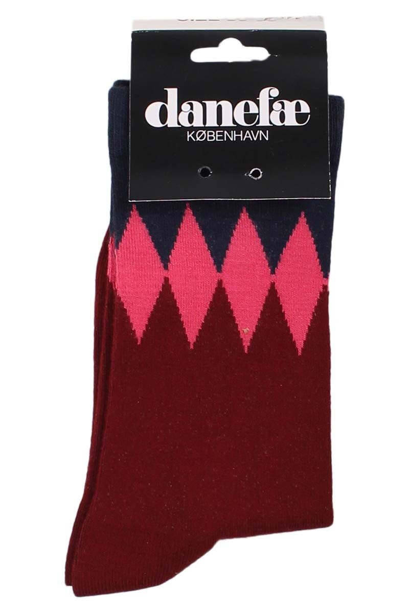 Danewalk with me Socks Redwine/Dk Navy DIAMONDS