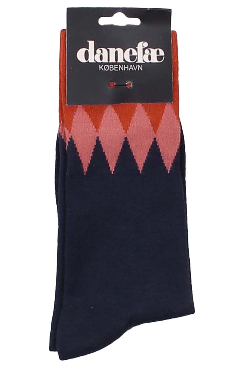 Danewalk with me Socks Dk Navy/Brick DIAMONDS