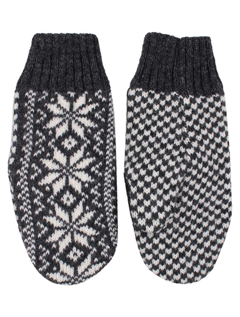 Danestay Warm Wool Mittens Dk grey/White