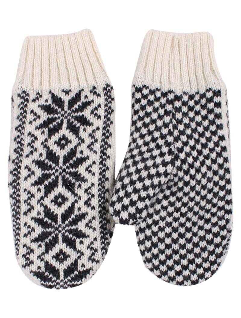 Danestay Warm Wool Mittens White/Dk Grey