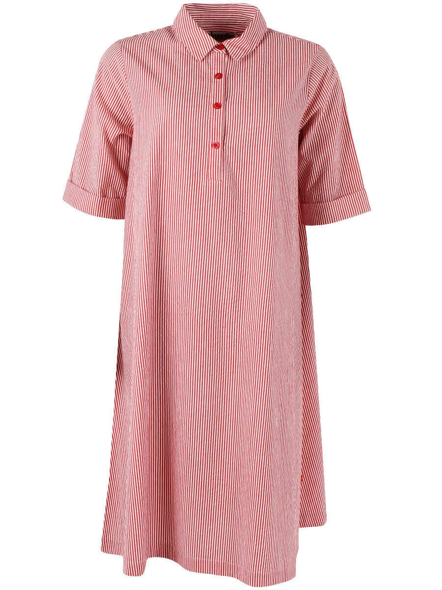 Danane Seersucker dress Bright Red/Chalk
