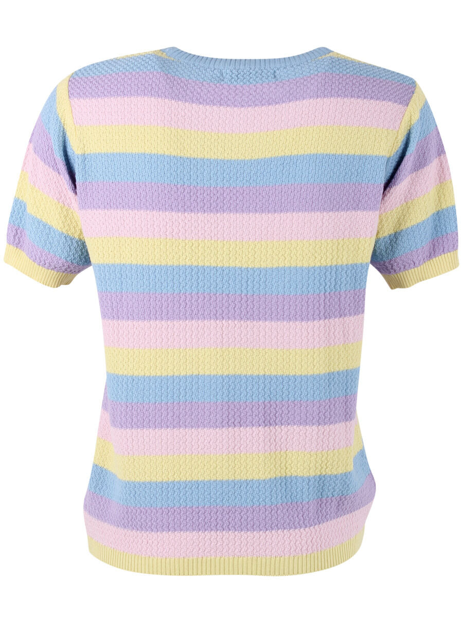 Danesilver Pearl Knit Sweater Tee Lt Blue/Lt Lilac/Pale Yellow