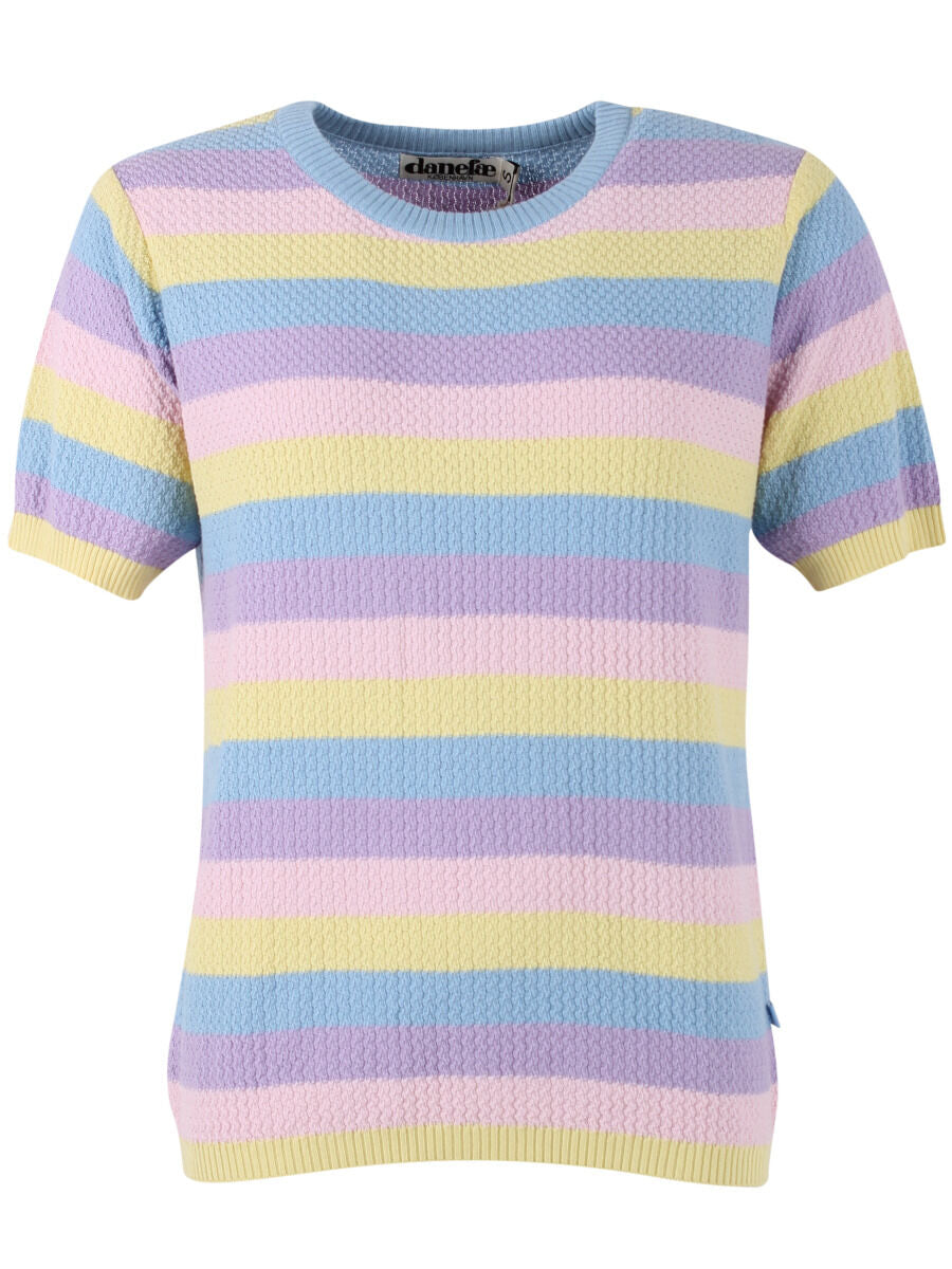 Danesilver Pearl Knit Sweater Tee Lt Blue/Lt Lilac/Pale Yellow