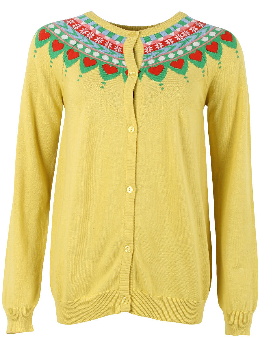 Danesweetheart Cotton Knit Cardigan Faded Yellow