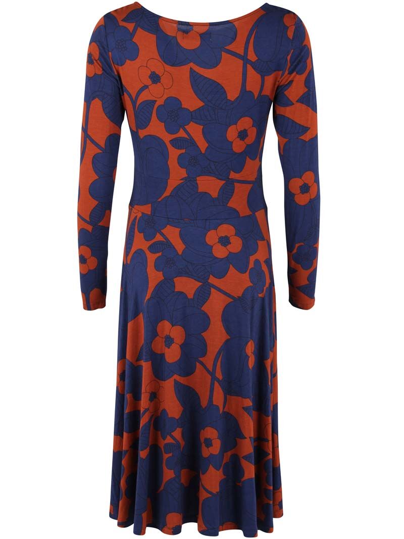 Danesigrid Viscose Dress Deep Marine/Rust BLOOM BOOM