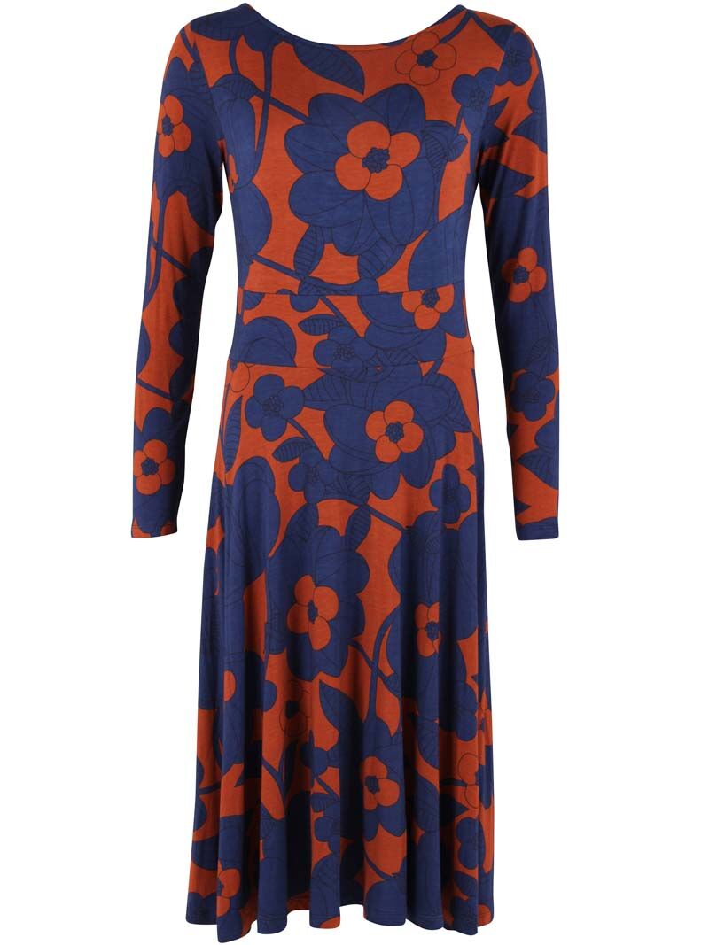 Danesigrid Viscose Dress Deep Marine/Rust BLOOM BOOM