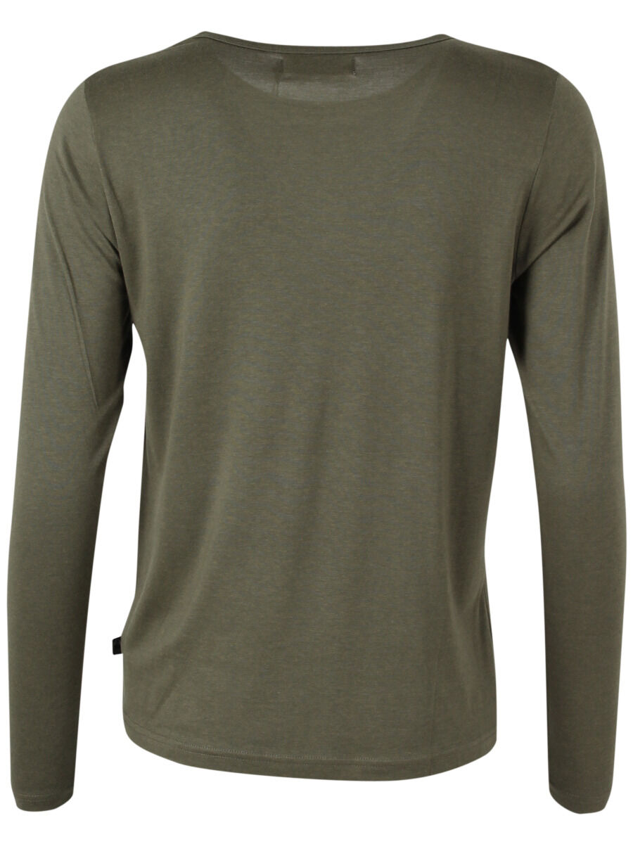 Langærmet bluse i armygrøn til kvinder