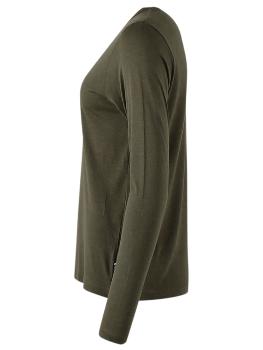 Langærmet bluse i armygrøn til kvinder