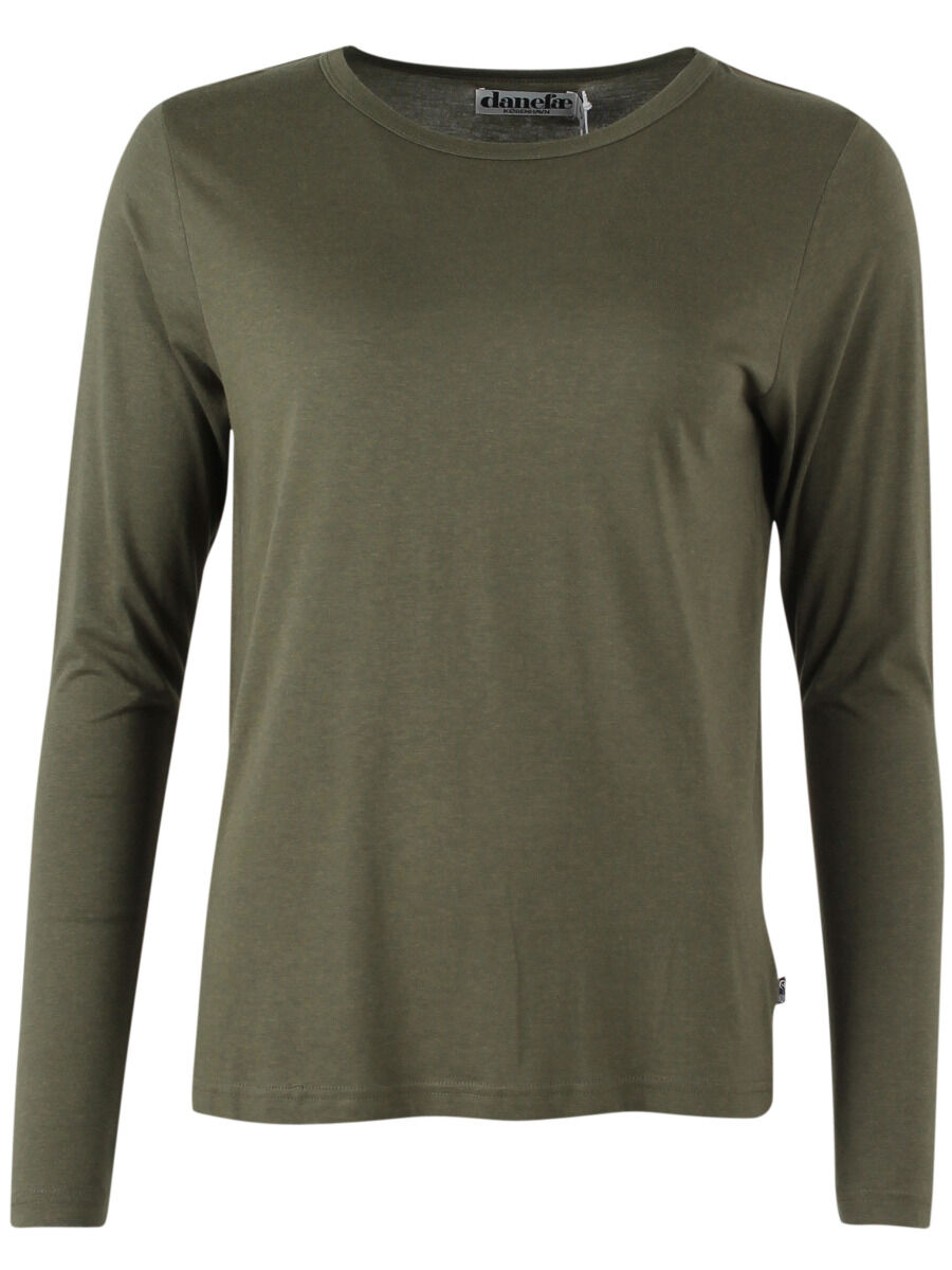 Langærmet bluse i armygrøn til kvinder