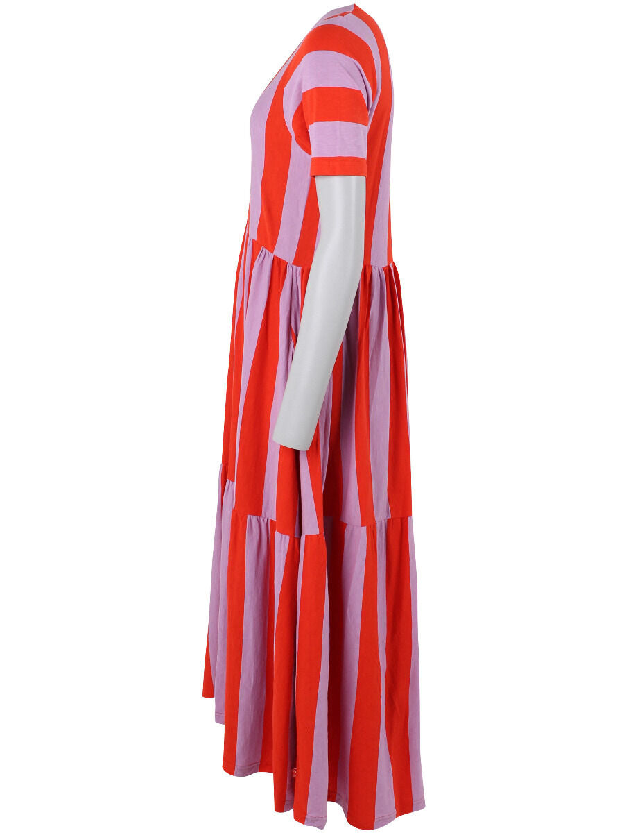 Danemarkise Slub Jersey Dress Bright Red/Soft Viola