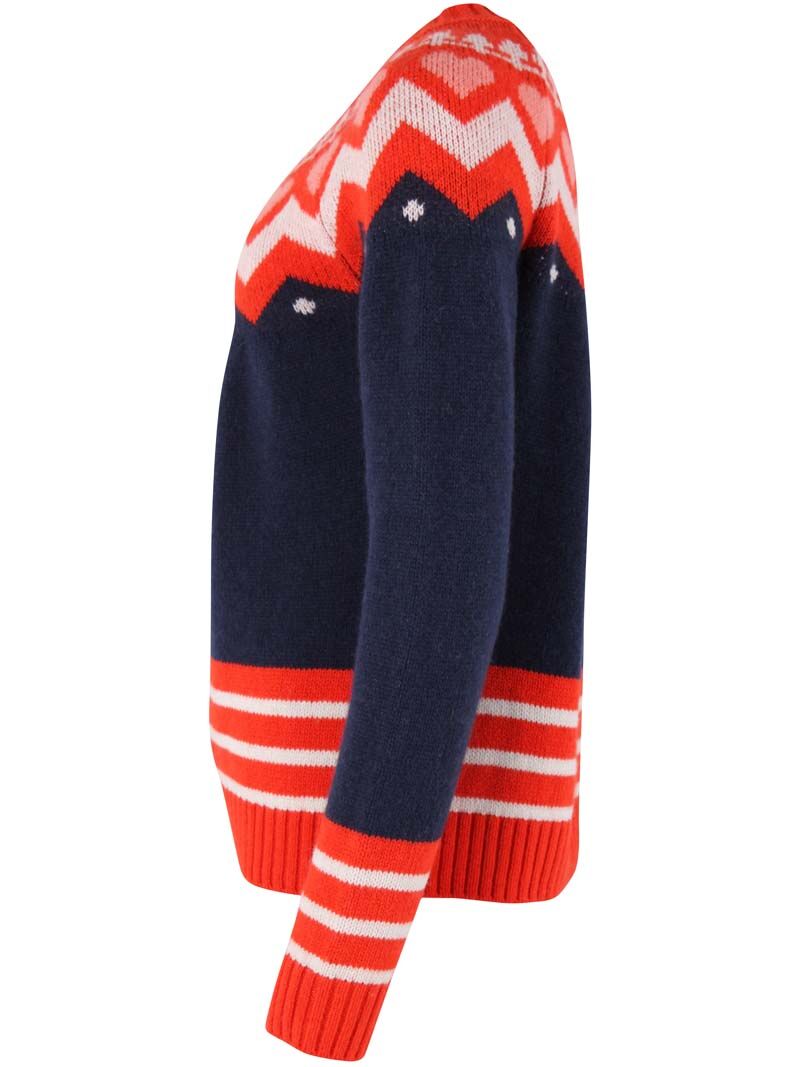 Dananja Wool Cardigan Navy/Bright Red/Chalk