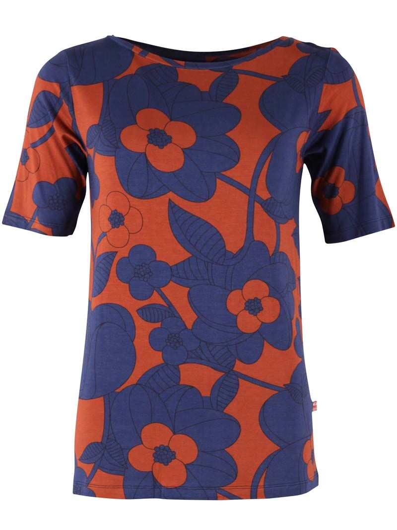 Daneboat Neck Viscose Tee Deep Marine/Rust BLOOM BOOM