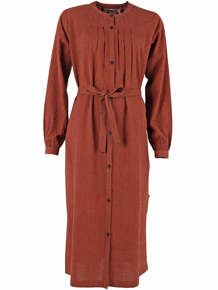 Danecake Searsucker Dress Rust/Dark Navy