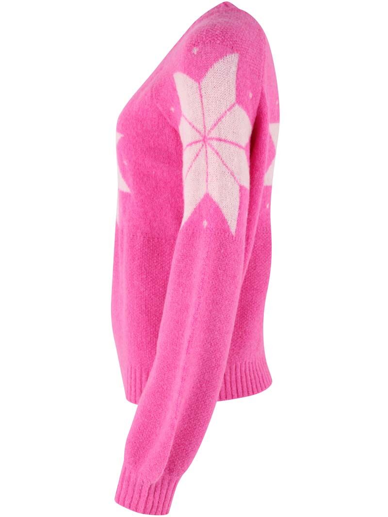 Danefantastic Flakes Light Wool Sweater Neon Pink/Rose Beige