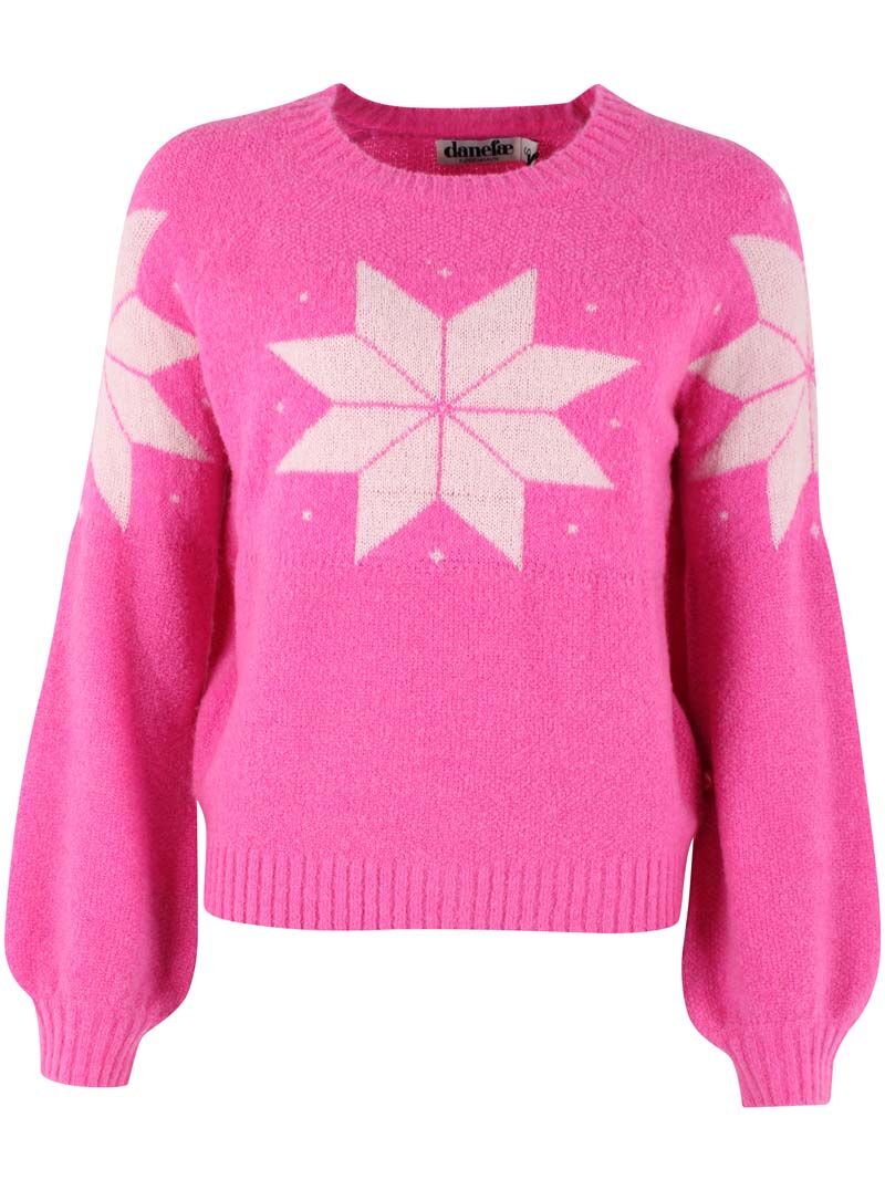 Danefantastic Flakes Light Wool Sweater Neon Pink/Rose Beige
