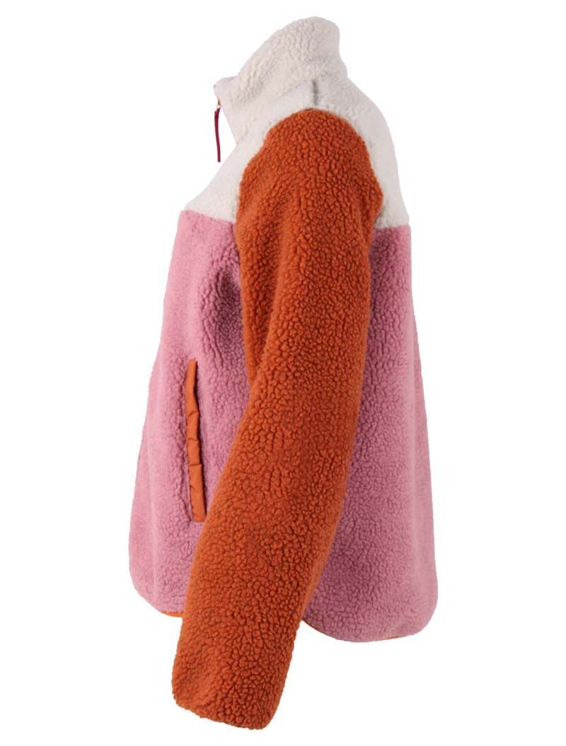 Lækker flerfarvet og fuzzy fleecejakke til kvinder